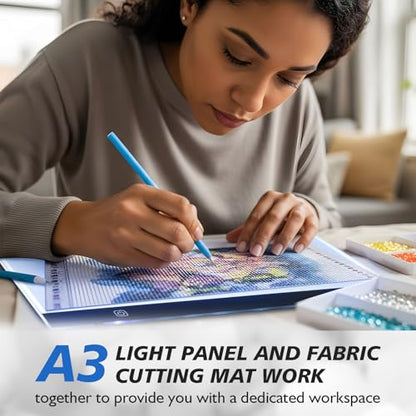 Yinder A3 LED Tracing Light Pad with Self-Healing Cutting Mat, 13 x 19 in