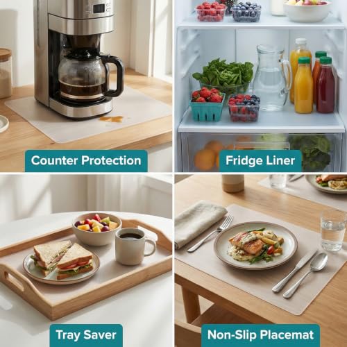 4 PCS Small Silicone Mat, Silicone Mats for Crafts and Kitchen, Small Heat Resistant Non-slip Clear Countertop Protector, Translucent Placemat for DIY, Jewelry, Epoxy Resin, Baking