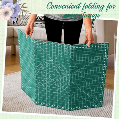 Teenyyou 36" L x 24" W Self Healing Foldable Cutting Mat, Green - color: Green, size: 36" L x 24" W