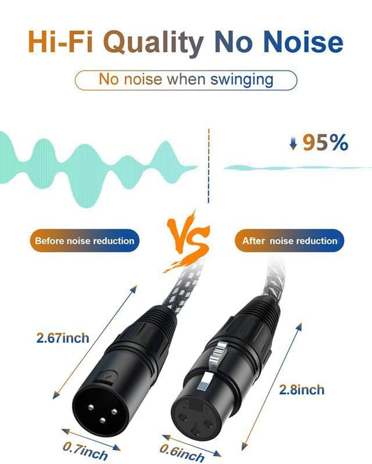 XLR Cables 10FT 2 Pack, Low Noise Braided Shielded Microphone Cable - color: Black-White, size: 9.9 Feet