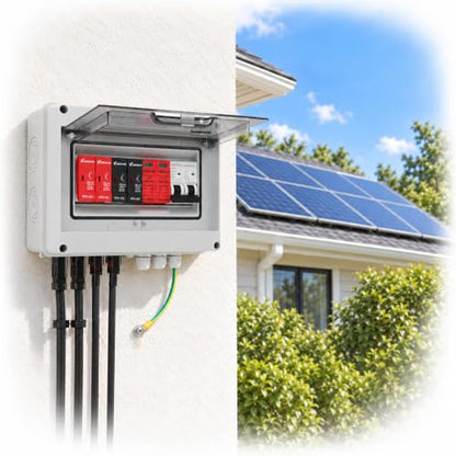 Solar Combiner Box 600V, 2 in 1 Out PV Junction Box with 15A Fuse - color: White-2 inputs and 1 Output