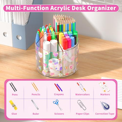 Acrylic Pencil Organizer for Desk Crayon Organizer with Adhesive Sticker - size: Medium x1 sticker
