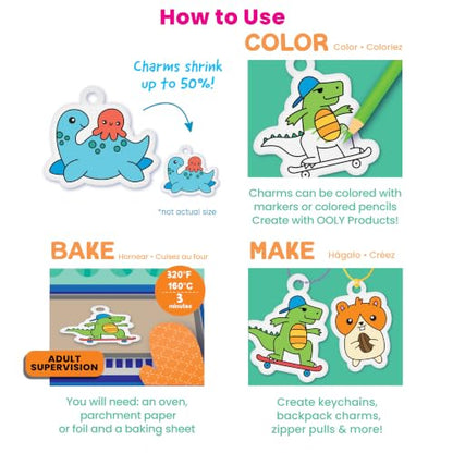 Ooly DIY Shrink Art Charms Kit, 28 Pc – Fun Friends - color: Fun Friends Charms