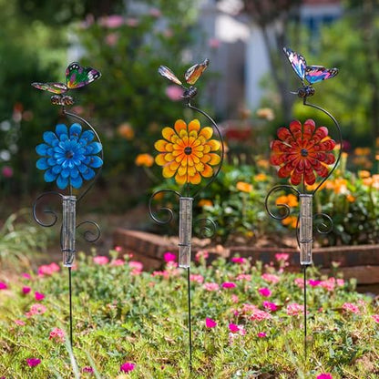 3 Pack Rain Gauge Outdoor, 5 Inch Tube Butterfly Rain Gauges - color: 3 Pcs-Butterfly&Flower