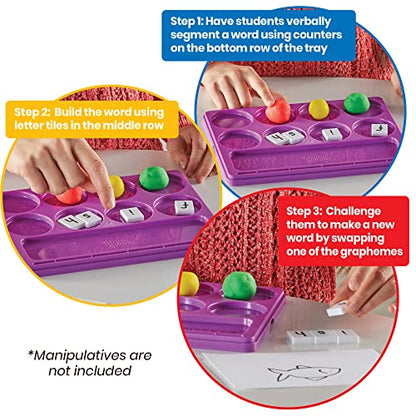 hand2mind Little Minds at Work Sound Segmenting Trays + Magnetic Wands for Early Literacy and Science Exploration (Set of 6)