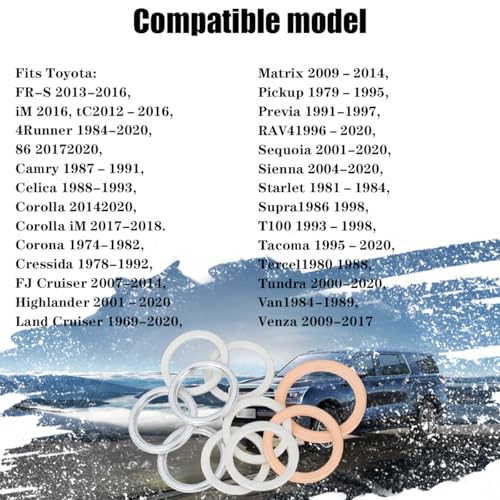 12PCS Differential Transfer Case Crush Washer Gasket Kit, OEM# 1215710010 9043024003 90430A0003 Vehicle Gaskets, Automotive Replacement Accessories, Compatible with RC350 LC500 LX450 - color: 12PCS