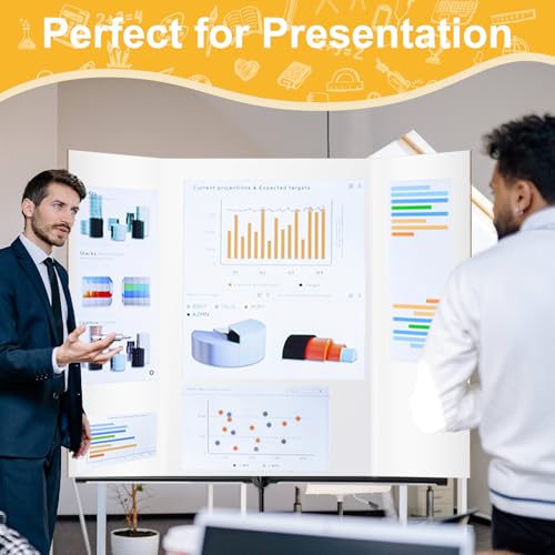 Trifold Poster Board 36"x48", 2 Pack White Large Corrugated Display Board