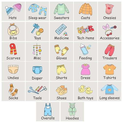 Dresser Picture Labels for Kids Drawers Baby Clothes Organizer Stickers - color: Clothing Label