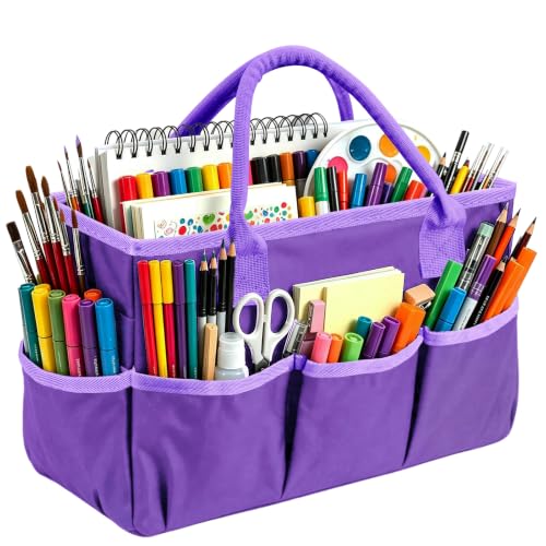 ZKOO Art Craft Organizer Tote Bag, Desktop Tote and Organizer Purple - color: Purple
