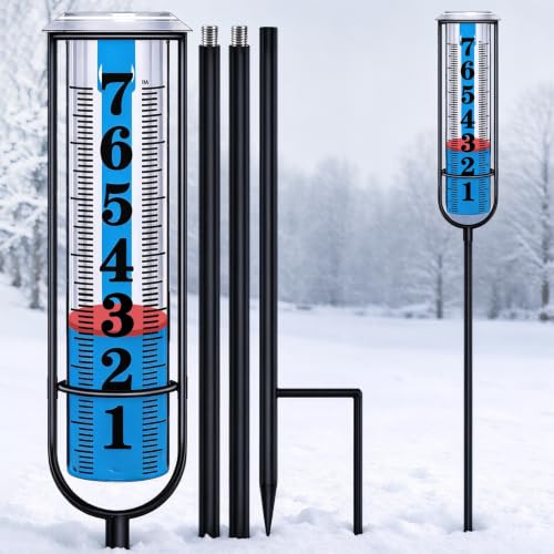 Rain Gauge outdoor, Upgraded Accurate Rain Gauges Outdoors best rated, Freeze Proof Thickened Transparent Plastic Rain Measure Gauge for Yard, Adjustable Height Large Rain Measuring Tool for Garden - color: 4-Section Rain Gauge 2