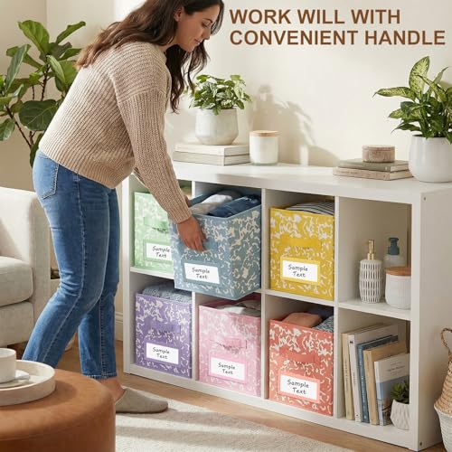 LemonRoad 6 Fabric Cube Storage Bin 11'' Classroom Bin, Macaron, Label - color: Macaron Color, style: Label