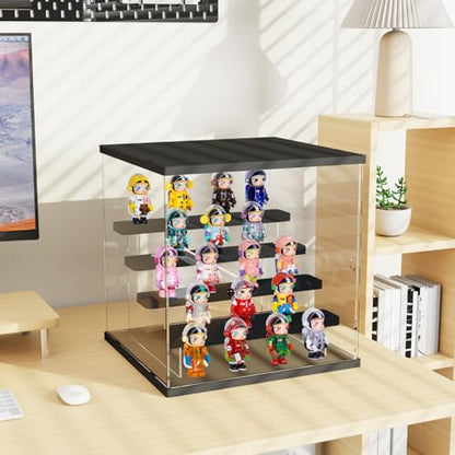 Acrylic Display Case for Collectibles, 5 Tier Figure Display Box with Door - color: Black