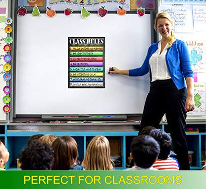 Class Rules Poster Laminated Size 14x19.5 in. Back To School Classroom Decorations Educational Posters Teacher Supplies for Preschool Kindergarten Elementary Virtual Learning Homeschool (14x20)