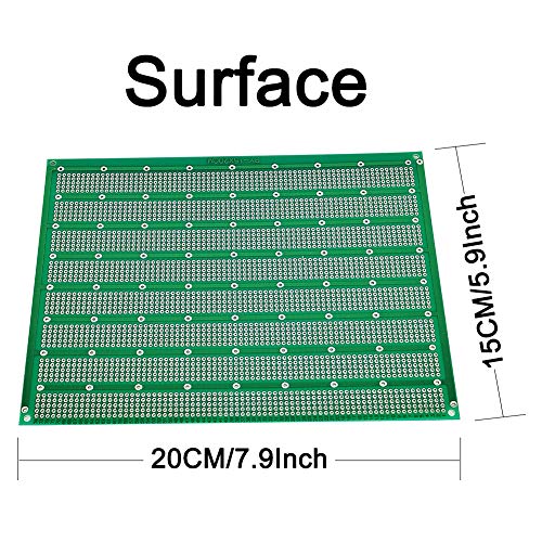 YUNGUI 15X20 CM PCB Prototype Board Solderable PerfBoard,Universal Printed Circuit Board for Arduino and DIY Electronics Project, Gold-Plated, 6"x8",2 Pack - color: 15 X20 Cm (A)