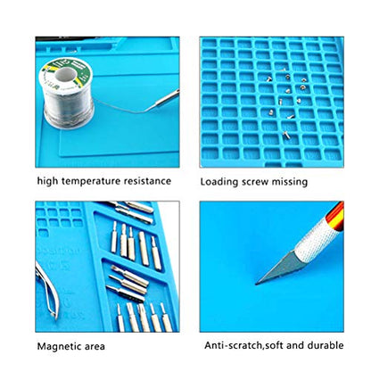 TIMESETL S-160 Silicone Repair Mat Electronics Repair Mat Magnetic Repair Mat Silicone Soldering Mat Insulation Silicone Welding Pad for BGA and Gun Soldering Iron, Workbench, Cell Phone Laptop Repair