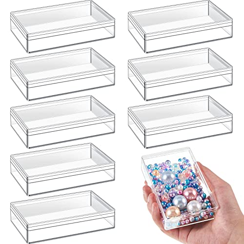 Blulu 8 Pcs Clear Acrylic Box with Lid, 4.3 x 2.7 x 1 Inch, Classic Style - size: 4.3 x 2.7 x 1 Inch, style: Classic style