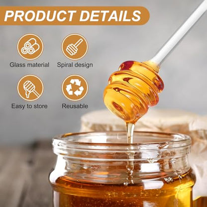 uxcell Glass Honey Stirring Rod, 7" Spiral Non-Drip Honey Dipper - color: Golden Yellow