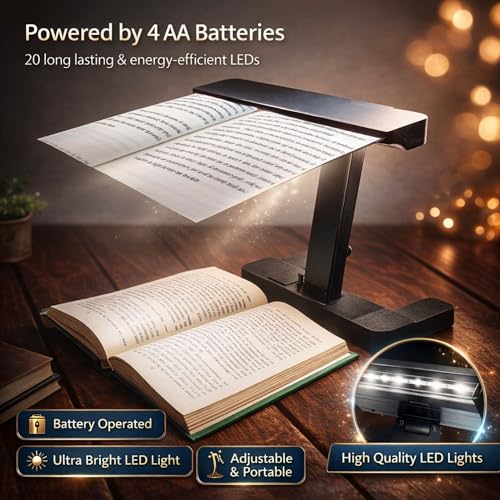 MAGNIPROS LED Page Magnifier with Stand – Full Page Lighted Magnifying Glass for Reading Small Print, Foldable & Adjustable Stand, Portable Magnifier Reduces Eye Strain for Seniors