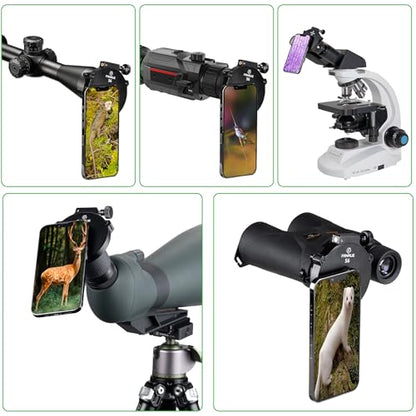FANAUE Telescope Phone Adapter, Spotting Scope Smartphone Phone Mount for Binoculars Monocular Microscope, Magnetic Cell Phone Digiscoping Holder for Camera Photography