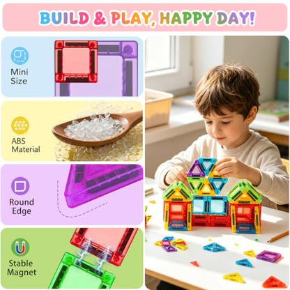 Travel Magnetic Tiles, 26Pcs Mini Magnet Tiles with Case - color: Color-1