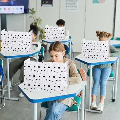 24 Pcs Privacy Folders for Students Testing, Black Dots, Black White - color: Black White, style: Black Dots
