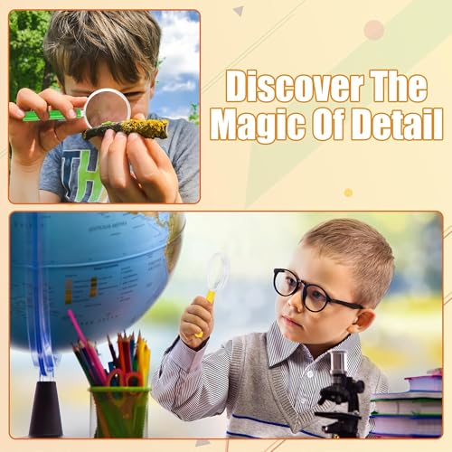 Elcoho 16 Pcs Magnifying Glasses 3X Plastic Colorful Glasses, 8 Colors