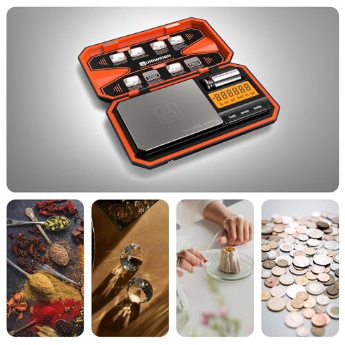 UNIWEIGH Digital Pocket Scale 200g/0.01g Precision Digital Scale Grams - color: Orange