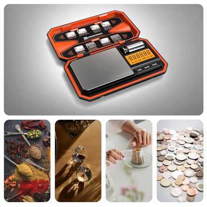 UNIWEIGH Digital Pocket Scale 200g/0.01g Precision Digital Scale Grams - color: Orange