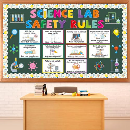 Science Lab Classroom Bulletin Board Science Lab Safety Rules Decorations Chemistry Class Rules Paper Cutouts Educational Laboratories Bulletin Board for Students School Chalkboard Wall Door Decor - style: Science Lab