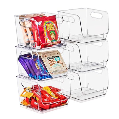 Sorbus Clear Pantry Organizer with Stackable Storage Bins, Open Front - size: Small Wide, style: 6 Pack