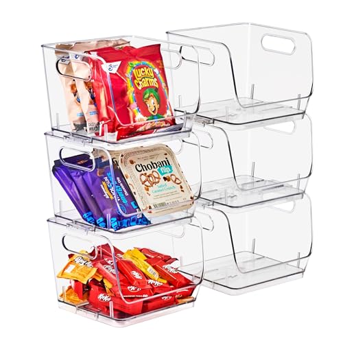 Sorbus Clear Pantry Organizer with Stackable Storage Bins, Open Front - size: Small Wide, style: 6 Pack