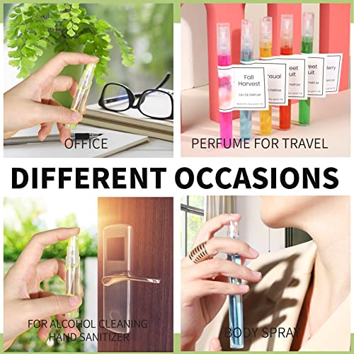 Teenitor 20Pcs Mini Spray Bottles, 10ml 5ml Perfume Atomizer Fine Mist, Plastic Perfume Bottles Empty, Clear Perfume Travel Refillable Spray Bottle - size: 5ml & 10ml