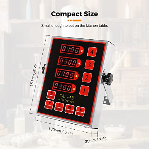 BEAMNOVA 4-Channel Kitchen Timer for Restaurant Digital Cooking Timer