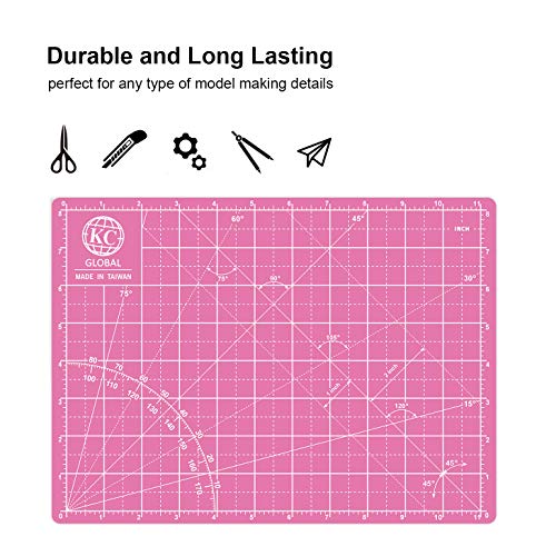 KC GLOBAL A3 (18"x12") Self-Healing Cutting Mat (Pink) - Sturdy, Reversible, Eco-Friendly, Non-Slip. Premium Desk Mat for Crafters, Quilters, and Hobbyist - color: Pink, size: 18"L x 12"W