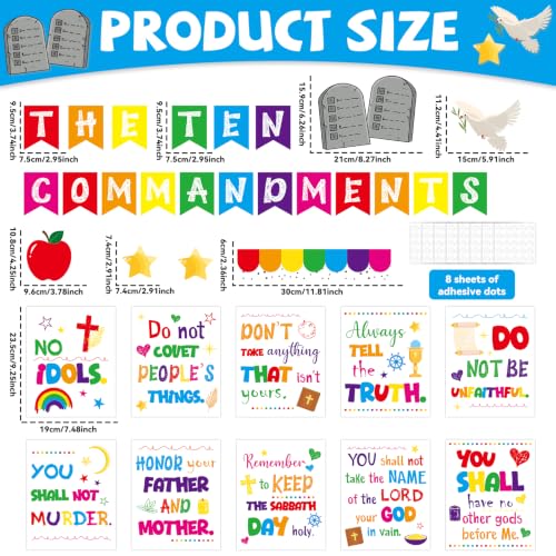 Ten Commandments Bulletin Board Set Christian Bible Verse Classroom Decor White Base Inspirational Religious Scripture Cutouts for Back to School Party Classroom Home Chalkboard Wall Door Decor - style: White Base Ten Commandments