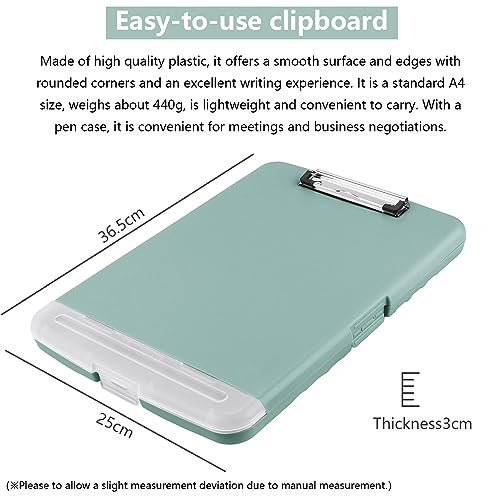 Clipboard with Storage, A4 Binder Nursing Clipboards with Pen Holder, Heavy Duty Storage Clipboards with Low Profile Clip, Clipboard Folder Side-Opening, Smooth Writing Clip Board (Dark Green) - color: Dark Green