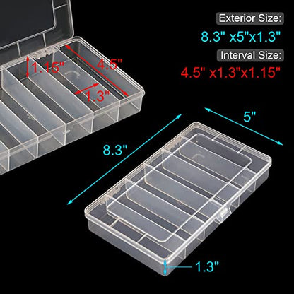 Vidifor 2 Pack 6 Grids Tackle Box Organizer Mascara Brushes Container Fishing Tackle Tray Box Plastic Storage Organizer Container for Crafts, Beads Earrings, Screws, Nail, Pins - size: Small 6 grids 2pcs no dividers