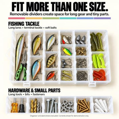 36-Grid Bead and Tackle Box Organizer, Adjustable Dividers, 3 Pack - color: Clear-3pack-108 Grids