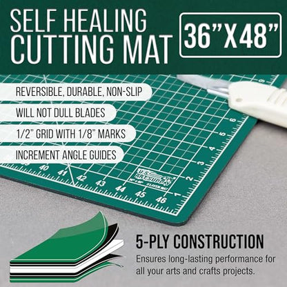 U.S. Art Supply 36"x48" Self-Healing Cutting Mat 5-Ply Green/Black - color: Green/Black