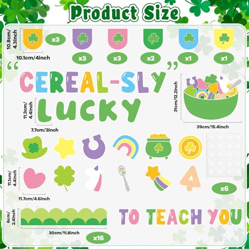 St. Patrick's Day Bulletin Board Set March Classroom Decorations Lucky Shamrock Unicorn Paper Cutouts St. Patrick's Day Green Bulletin Board Borders for School Wall Door Decor - style: Luck to Teach You