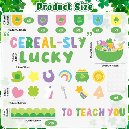 St. Patrick's Day Bulletin Board Set March Classroom Decorations Lucky Shamrock Unicorn Paper Cutouts St. Patrick's Day Green Bulletin Board Borders for School Wall Door Decor - style: Luck to Teach You