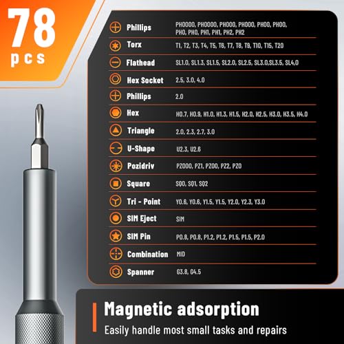 KATERK 80-in-1 Small Screwdriver Set Precision Mini Magnetic Repairs Tool