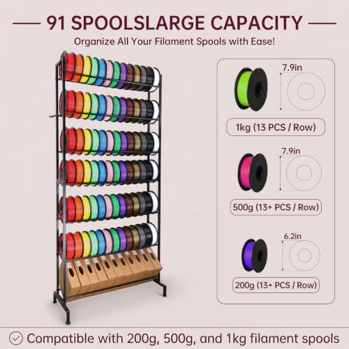 3D Printer Filament Storage Rack, Heavy Duty Metal Desk/Stand Organizer - size: Size 6