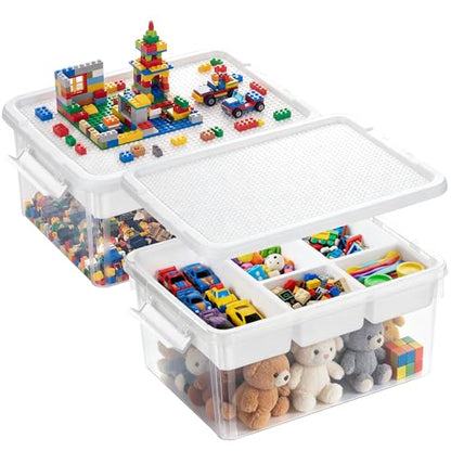 Citylife 17QT 2-Pack Toy Organizer Craft Storage Buildable Lid Movable Tray - size: 2 Packs-17 QT