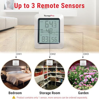 TempPro TempAir 500 FT Indoor Outdoor Thermometer Wireless with Sensor - size: 1 Thermometer + 1 Sensor