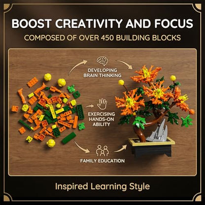 Botanicals Chrysanthemum Artificial Flowers Building Set - color: Fiery Orange