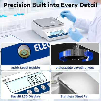 Digital Lab Scale 0.01g Accuracy 2000g Analytical Balance RS232 Precision Scale Gold Scale with 500g Calibration Weight Jewelry Weight Scale for Jewelry Gold Silver Metal Diamond LCD Display - size: 2000g/0.01g with RS232 / 500g Calibration Weights
