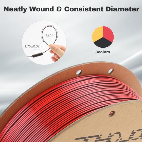 3DHoJor Silk PLA Filament 1.75mm Black Red Gold Triple Color PLA 3D Printer Filament 3 in 1 Coextrusion 1KG Spool(2.2lbs) 3D Printing Filament Dimensional Accuracy +/- 0.03mm - color: Black Red Gold