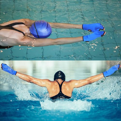 Seenelling Water Aerobics Set for Adults Neoprene Swim Gloves 2 Foam Aquatic Dumbbells Pool Exercise Equipment Water Weights for Aquatic Fitness Low Impact Pool Workouts - color: Blue