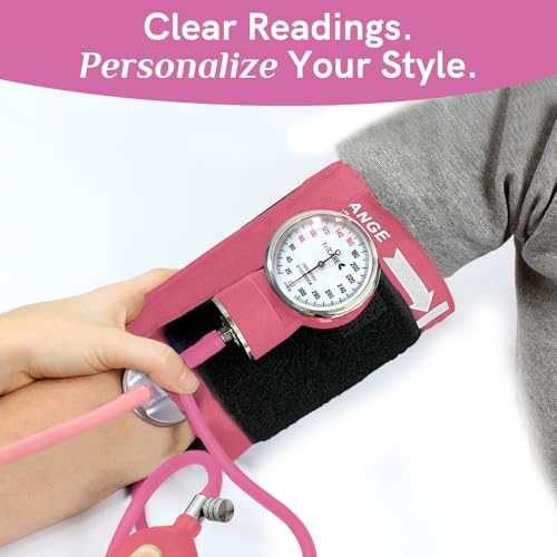 FriCARE Rose Pink Blood Pressure Cuff Manual for Nurses/Nursing Students - color: Rose Pink